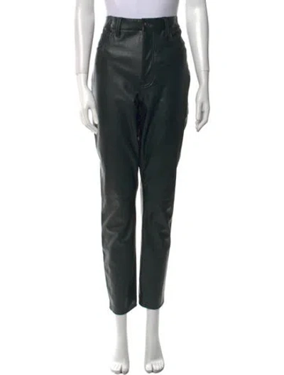 Pre-owned Veronica Beard Faux Leather Straight Leg Pants In Green
