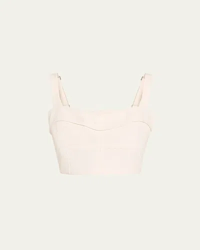 Veronica Beard Faxon Textured Sleeveless Crop Top In Dove