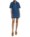 Veronica Beard Felice Denim Mini Dress In Stoned Bright Blue In Animal Print