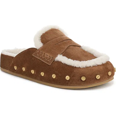 Veronica Beard Fenix Genuine Shearling Mule In Brown