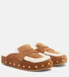 Veronica Beard Fenix Studded Shearling Loafer Mules In Brown