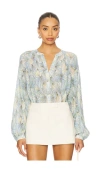 Veronica Beard Fennel Floral Button-up Shirt In Blue