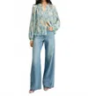Veronica Beard Fennel Pleated Blouse In Powder Blue Multi In Multi