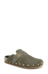Veronica Beard Fern Suede Buckle Loafer Mules