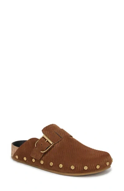 Veronica Beard Fern Suede Buckle Cozy Loafer Clogs In Caramel