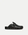 Veronica Beard Fern Leather Shearling Rivets Clogs In Black