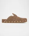 Veronica Beard Fern 2 Genuine Shearling Clog In Taupe