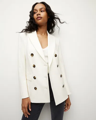 Veronica Beard Fevre Dickey Double-breasted Crepe Blazer In Off-white