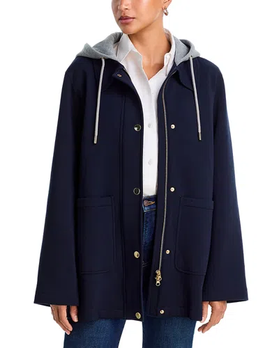 Veronica Beard Finn Hooded Cotton Blend Jacket In Blue