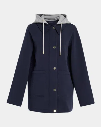 Veronica Beard Finn Hooded Cotton Blend Jacket In Blue