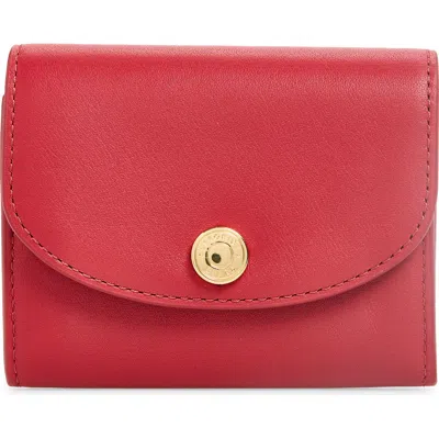 Veronica Beard Flap Leather Card Case In Crimson