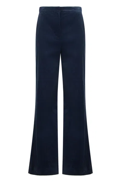 Veronica Beard Flared Velvet Denim Pants For Women In Blue