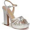 Veronica Beard Fletcher Metallic Ankle-strap Sandals In Silver/platinum