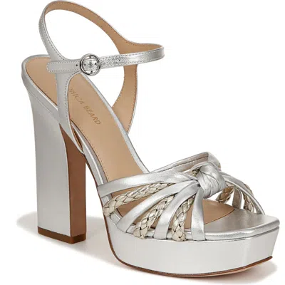 Veronica Beard Fletcher Metallic Ankle-strap Sandals In Silver/platinum