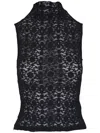 Veronica Beard Alora Sleeveless Lace Turtleneck Top In Schwarz