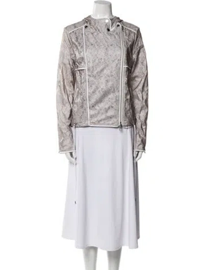 Pre-owned Veronica Beard Floral Print Biker Jacket In Neutral