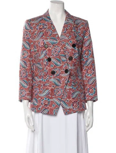 Pre-owned Veronica Beard Floral Print Blazer In Red