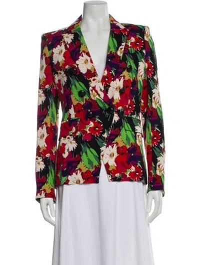 Pre-owned Veronica Beard Floral Print Blazer In Red