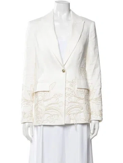 Pre-owned Veronica Beard Floral Print Blazer In White