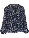 Veronica Beard Alec Floral Blouse In Black Multi In Blau