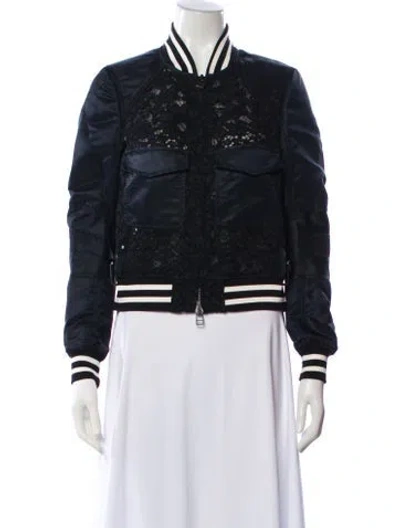 Pre-owned Veronica Beard Floral Print Bomber Jacket In Blue
