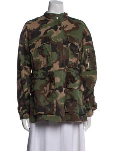 Pre-owned Veronica Beard Floral Print Coat In Green