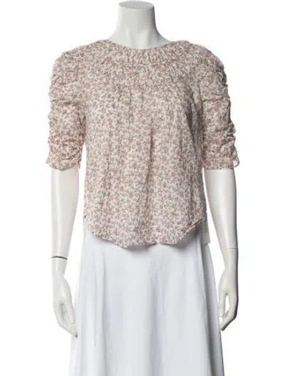 Pre-owned Veronica Beard Floral Print Crew Neck Blouse In Multi