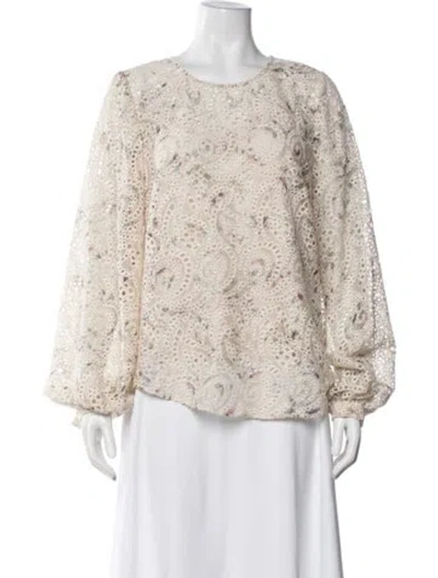 Pre-owned Veronica Beard Floral Print Crew Neck Blouse In Multi