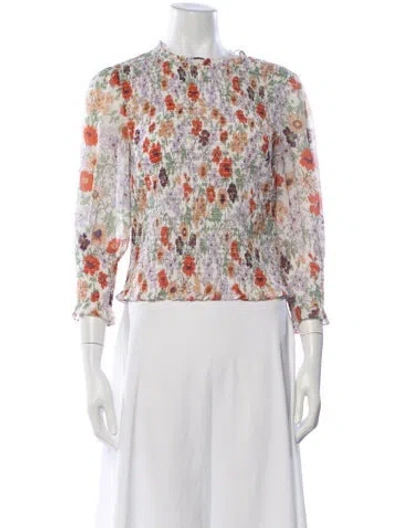 Pre-owned Veronica Beard Floral Print Crew Neck Blouse In Multi