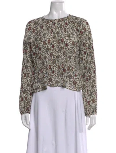 Pre-owned Veronica Beard Floral Print Crew Neck Blouse In Neutral