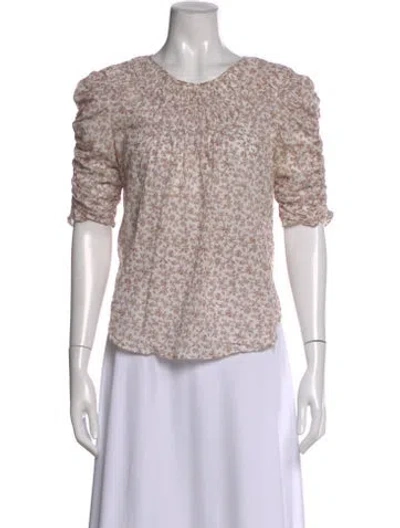 Pre-owned Veronica Beard Floral Print Crew Neck Blouse In Neutral