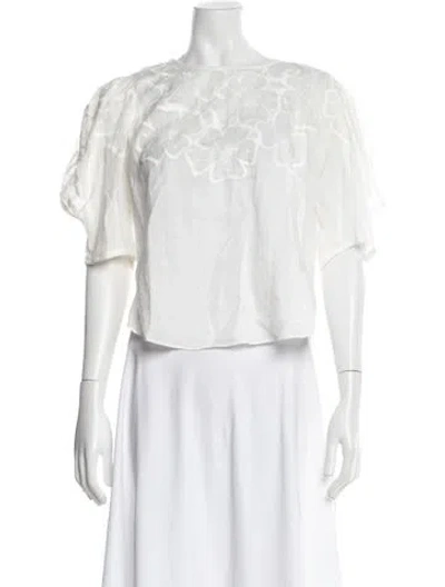 Pre-owned Veronica Beard Floral Print Crew Neck Blouse In Neutral