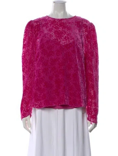 Pre-owned Veronica Beard Floral Print Crew Neck Blouse In Pink