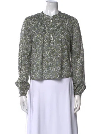 Pre-owned Veronica Beard Floral Print Crew Neck Crop Top In Neutral