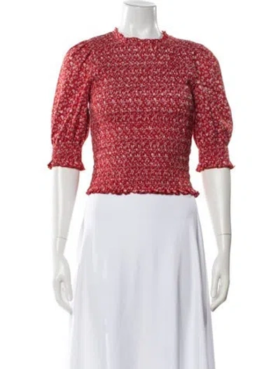 Pre-owned Veronica Beard Floral Print Crew Neck Crop Top In Pink