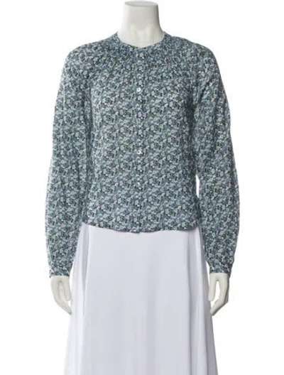 Pre-owned Veronica Beard Floral Print Crew Neck Sweatshirt In Blue