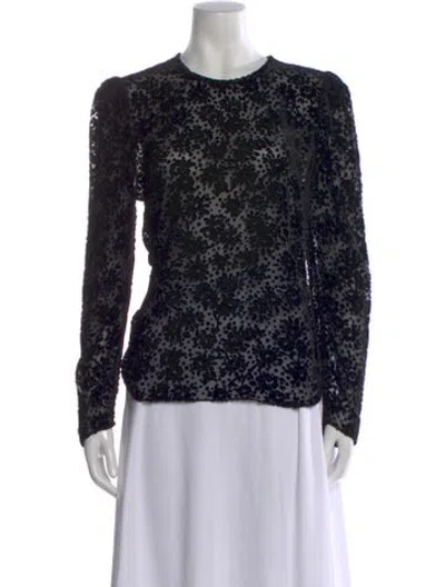 Pre-owned Veronica Beard Floral Print Crew Neck Top In Black