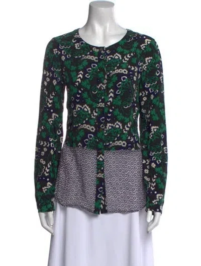 Pre-owned Veronica Beard Floral Print Crew Neck Top In Multi