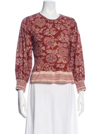 Pre-owned Veronica Beard Floral Print Crew Neck Top In Multi
