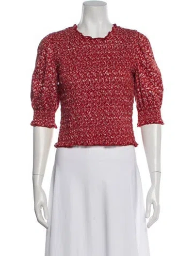 Pre-owned Veronica Beard Floral Print Crew Neck Top In Multi