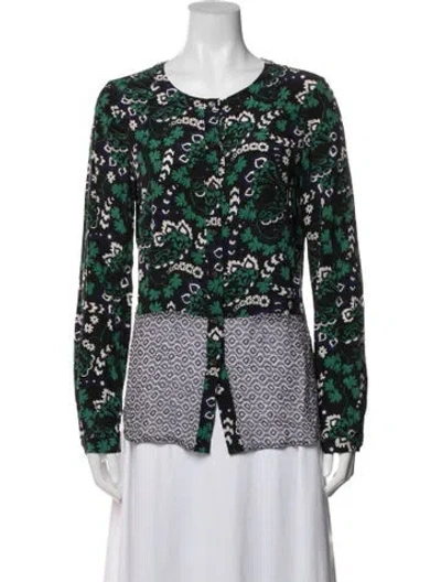 Pre-owned Veronica Beard Floral Print Crew Neck Top In Multi