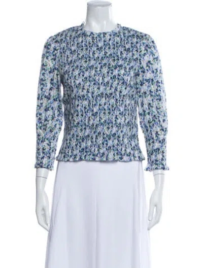 Pre-owned Veronica Beard Floral Print Crew Neck Top In Neutral