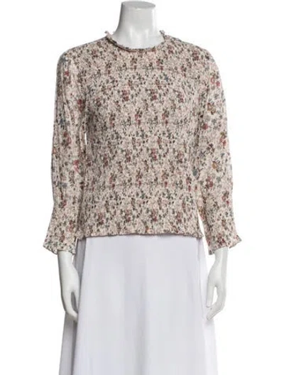 Pre-owned Veronica Beard Floral Print Crew Neck Top W/ Tags In Neutral