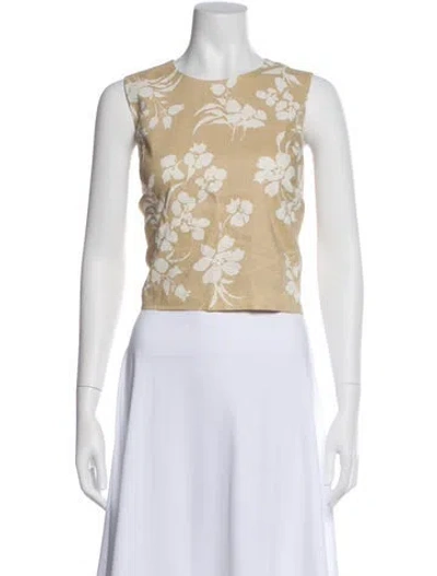 Pre-owned Veronica Beard Floral Print Crew Neck Top W/ Tags In Neutral
