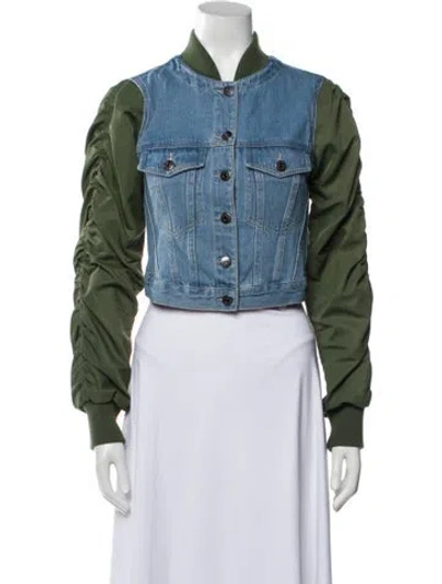 Pre-owned Veronica Beard Floral Print Denim Jacket In Blue