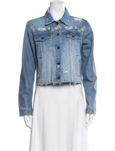 Pre-owned Veronica Beard Floral Print Denim Jacket In Blue