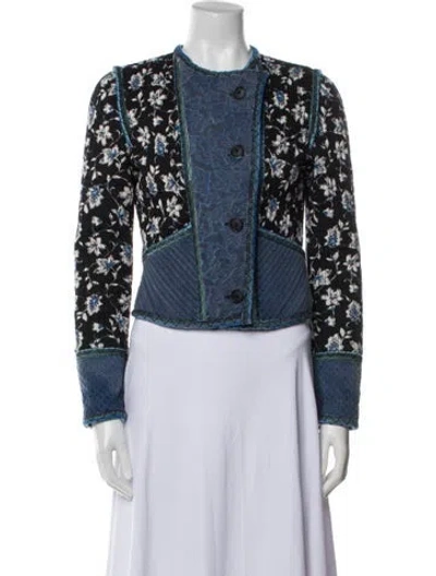 Pre-owned Veronica Beard Floral Print Evening Jacket In Blue