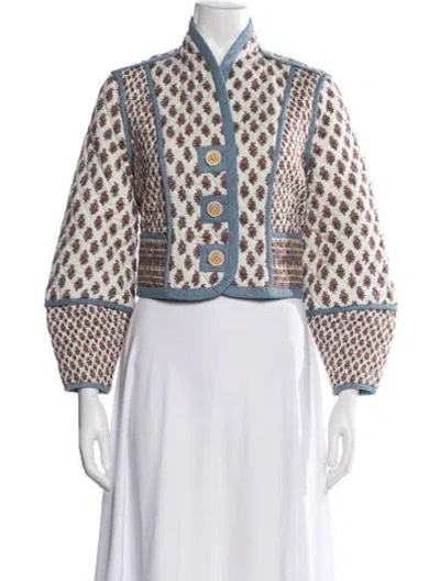 Pre-owned Veronica Beard Floral Print Jacket In White