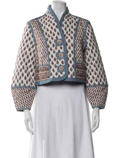 Pre-owned Veronica Beard Floral Print Jacket In White
