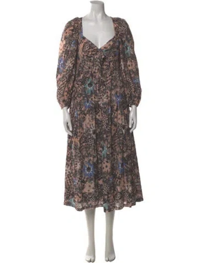 Pre-owned Veronica Beard Floral Print Knee-length Dress In Brown